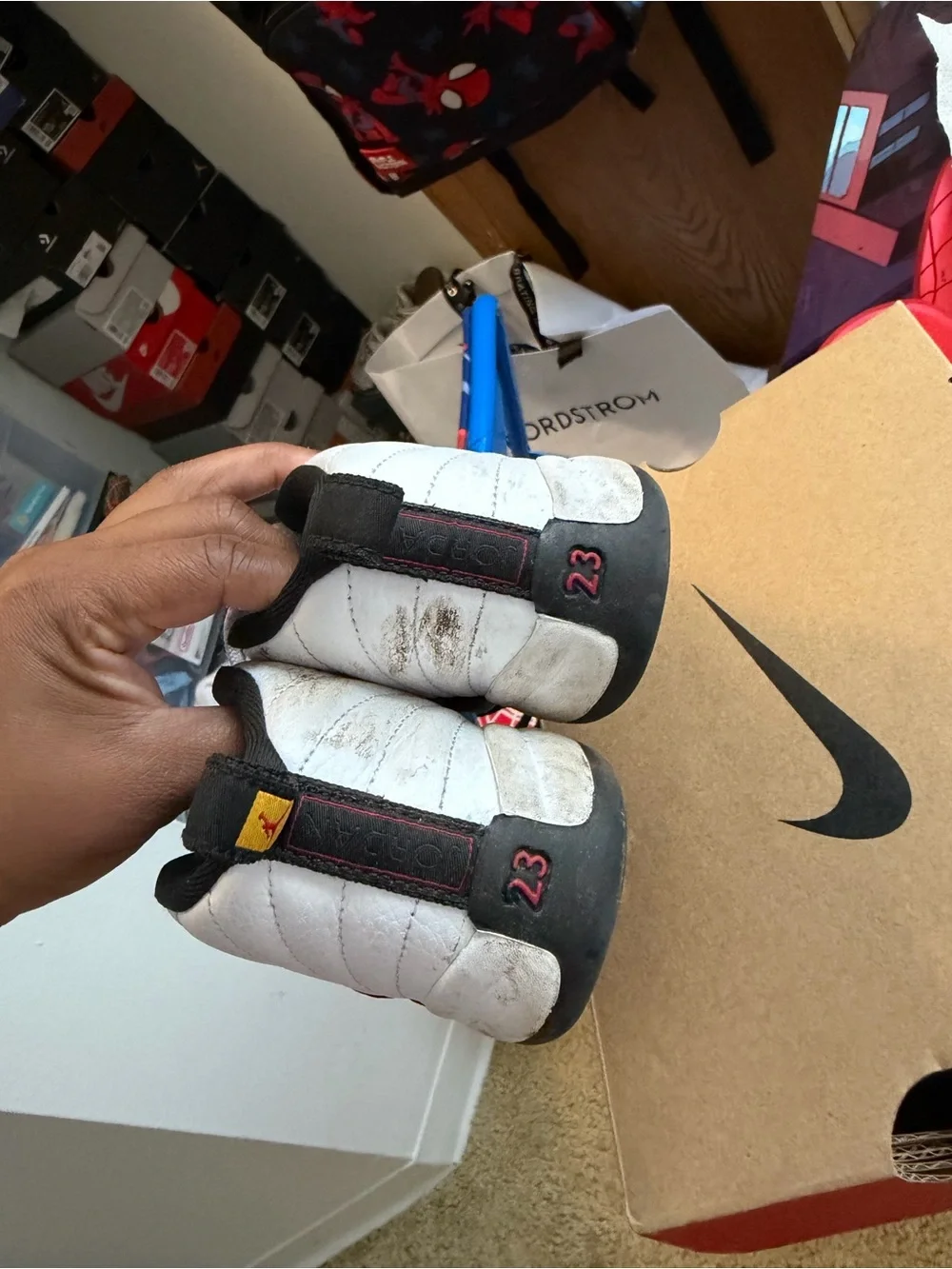 Jordan Infant Sneakers in White, Black and Red